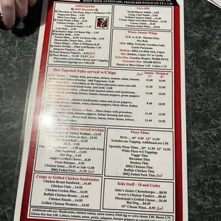 sushi and sashimi, menu