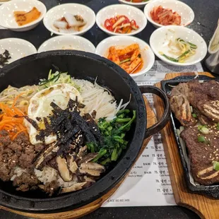 Bimbimbap and LA Galbi combo