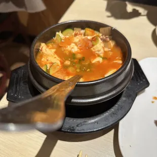 Soondubu jiggae with seafood