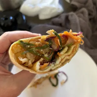 Korean breakfast burrito sans meat.