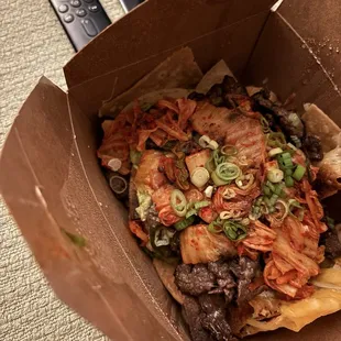 Kimchi nachos with bulgogi