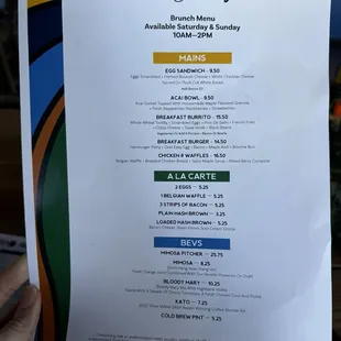 Brunch menu