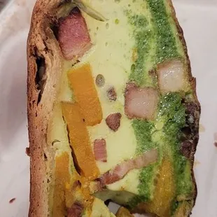Green eggs and ham quiche.  Butternut squash, kale, and bacon.