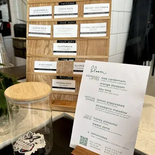 Seasonal Coffee Menu