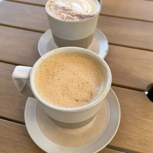 Apple cider chai latte and pumpkin spice latte.