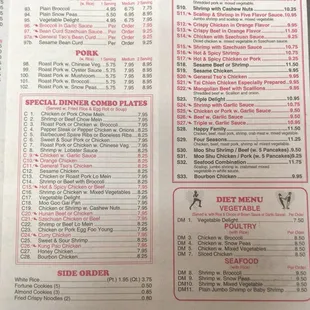 Inside the menu
