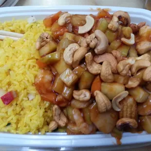 Cashew Shrimp w Pork Fried Rice