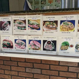 Banh mi menu