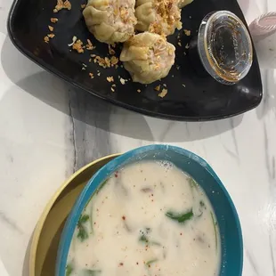 Dumplings + coconut milk soup