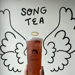 Pear Strawberry Green Tea Boba Tea