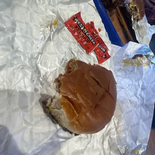 Kids burger with cheese. Added my own ketchup.