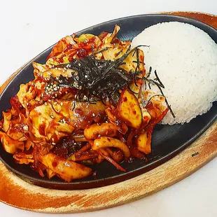 Spicy squid with rice