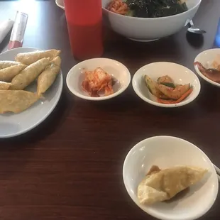 a variety of food items on a table
