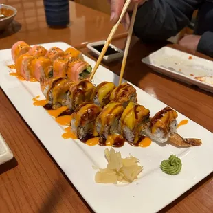 Pink blossom roll and riverside roll