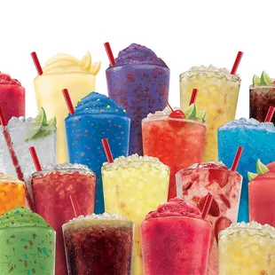 a variety of frozen drinks