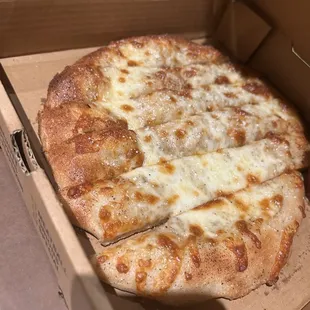 Cheesy breadsticks to go.