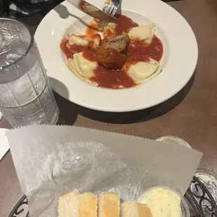 Ravioli with meatballs