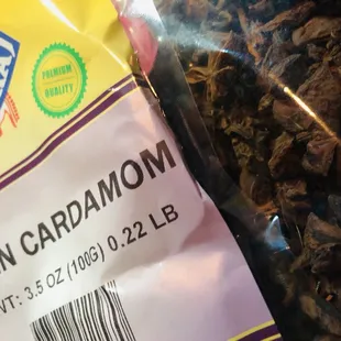 Whole cardamom pods and star anise.