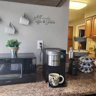 Coffee bar by the kitchen.