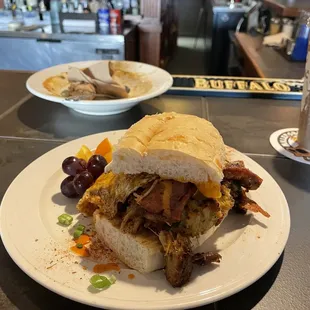 Poboy sandwich with literally everything on it!