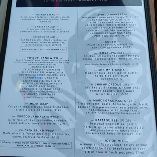 Food menu front