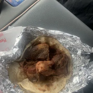 Taco of Chicharone con frijoles!!!!