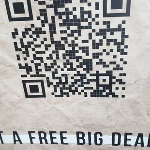 a qr code on a bag