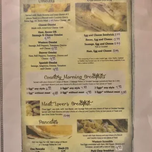 the menu for the restaurant