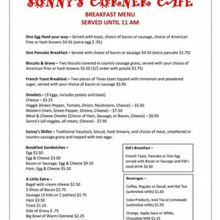 Breakfast Menu