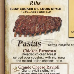 This is their menu showing a rack with 9 ribs