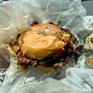 Double cheese burger in all its greasy awesomeness