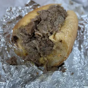 a half eaten sandwich