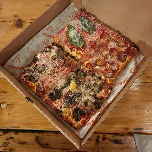 Pizza by the Slice: 2 Mushroom, 1 Cheese, and 1 Pepperoni