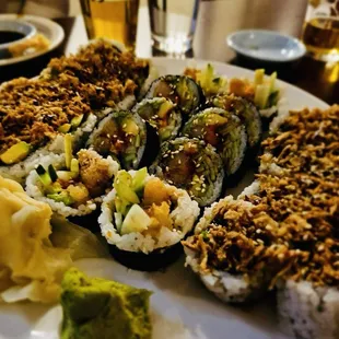 Shrimp tempura roll, crunchy spicy tuna roll