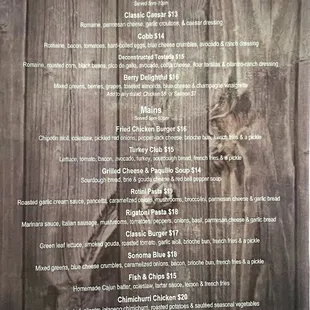 Back of Menu