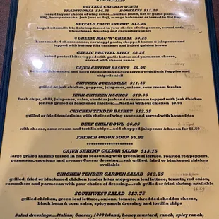 Menu (as of April 2023)