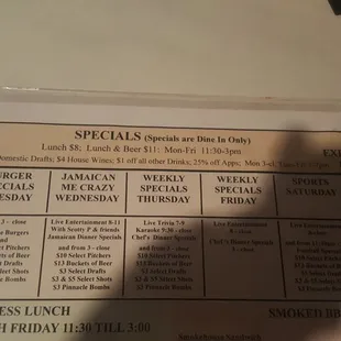 Weekly specials