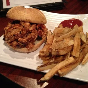 Pulled chicken sammie and fries!