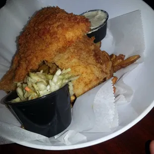 Fish &amp; Chips with slaw.
