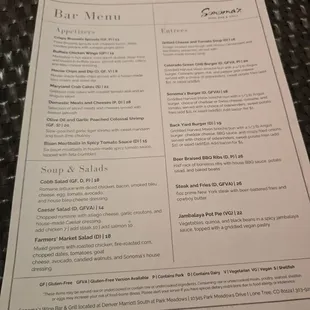 Bar Menu