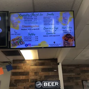 menus and prices