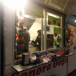 a food cart at night