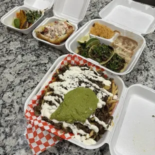 Birria tacos, carne asada tacos, carne asada fries, Sonoran hotdog