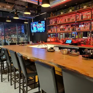 There is TV next the bar and over the front door.  This means you can see a game from many locations.