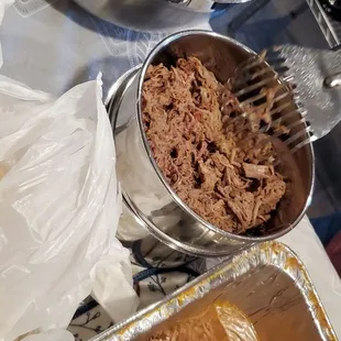 We had to spend a lot of time trying to remove the juice from the full tray of what should be Shredded meat.