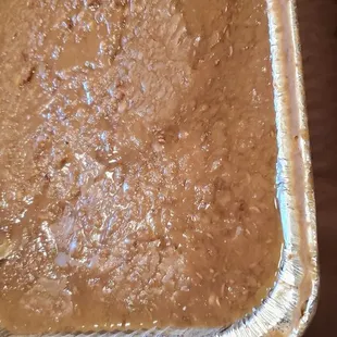 We ordered a half sheet of refried beans and instead received bean soup