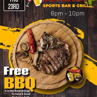 Free BBQ on Thursdays from 6pm- 10pm