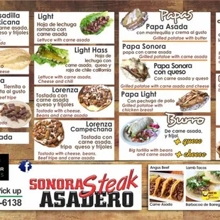Menú Sonora Steak FoodTruck