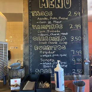 Menu as of Feb 18, 2021