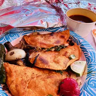 Quesabirria tacos with consume